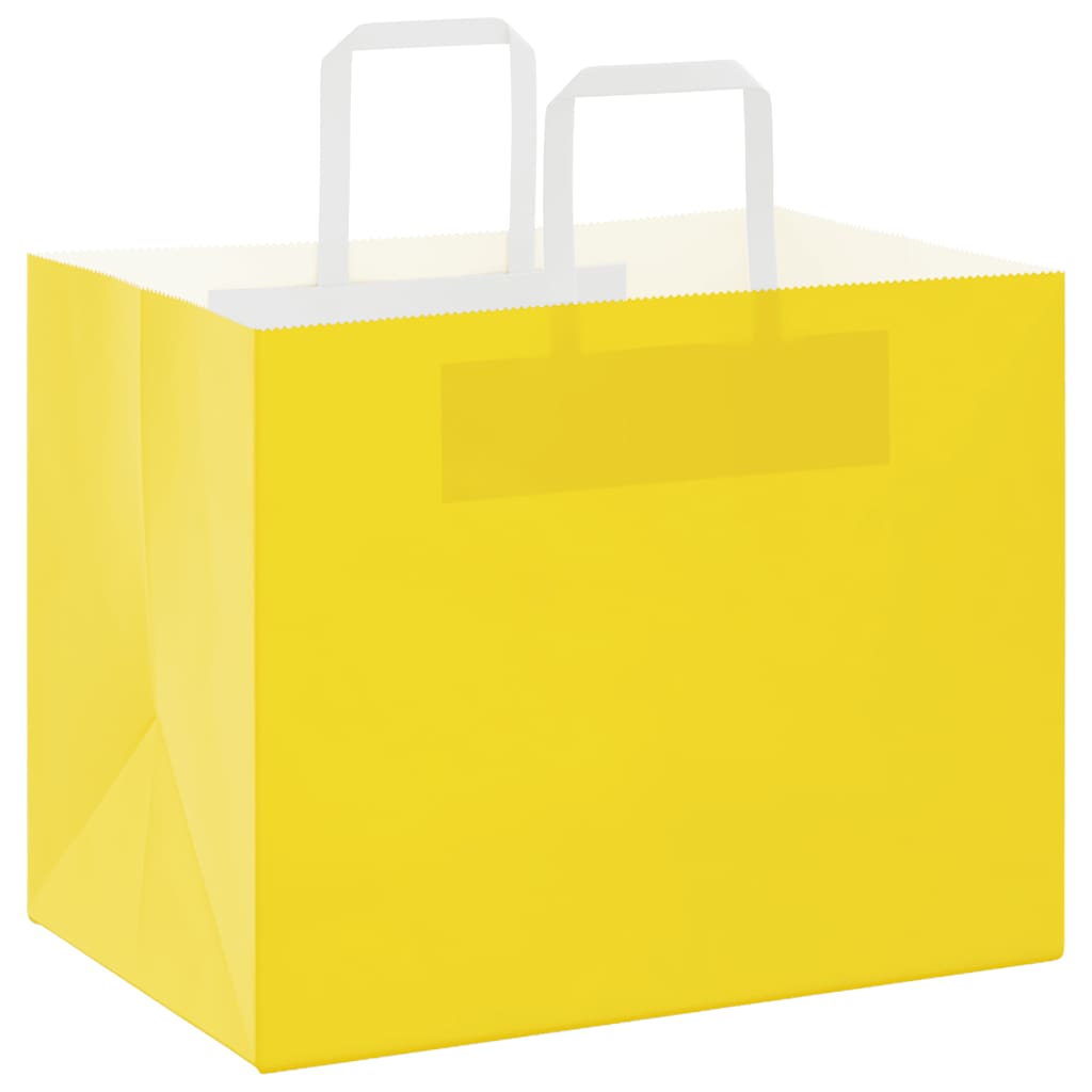 Sacchetti di Carta Kraft 50 pz con Manici Gialli 32x22x24 cm