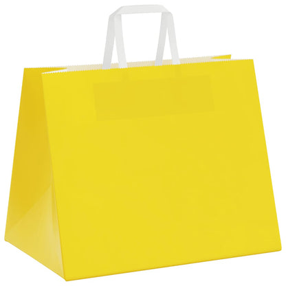 Sacchetti di Carta Kraft 50 pz con Manici Gialli 32x22x24 cm