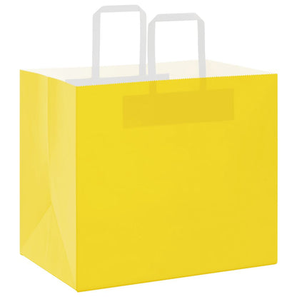 Sacchetti di Carta Kraft 50 pz con Manici Gialli 32x22x28 cm