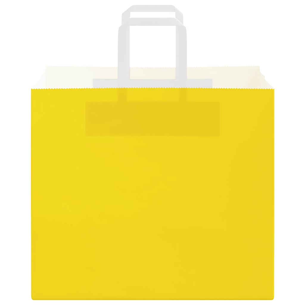 Sacchetti di Carta Kraft 50 pz con Manici Gialli 32x22x28 cm