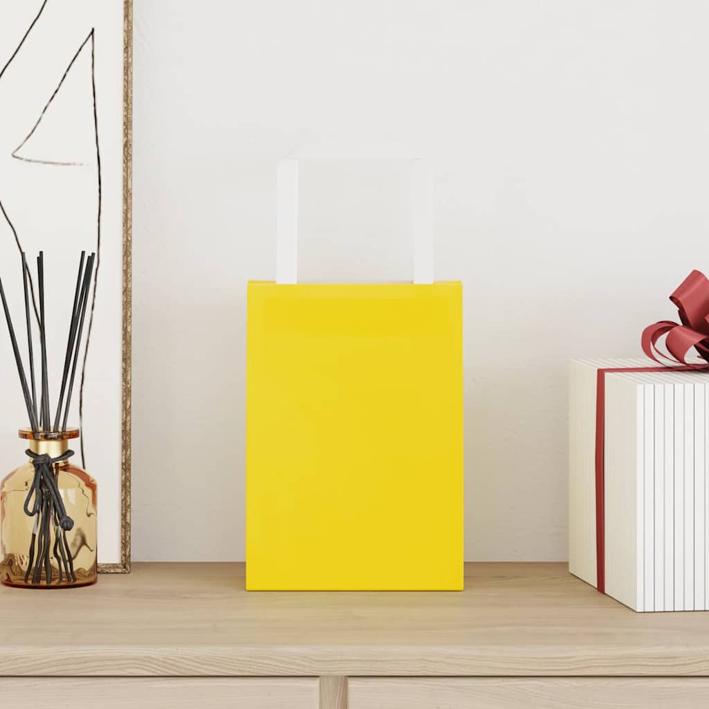 Sacchetti di Carta Kraft 250 pz con Manici Gialli 15x8x21 cm