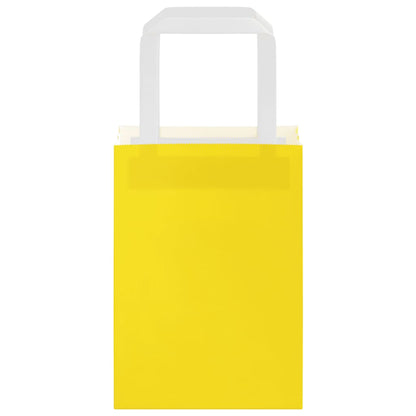Sacchetti di Carta Kraft 250 pz con Manici Gialli 15x8x21 cm