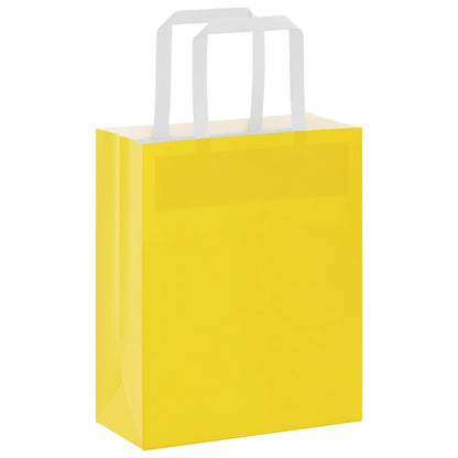 Sacchetti di Carta Kraft 250 pz con Manici Gialli 18x8x22 cm