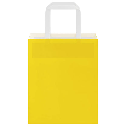 Sacchetti di Carta Kraft 250 pz con Manici Gialli 18x8x22 cm