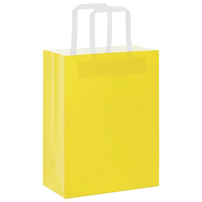 Sacchetti di Carta Kraft 250 pz con Manici Gialli 21x11x28 cm