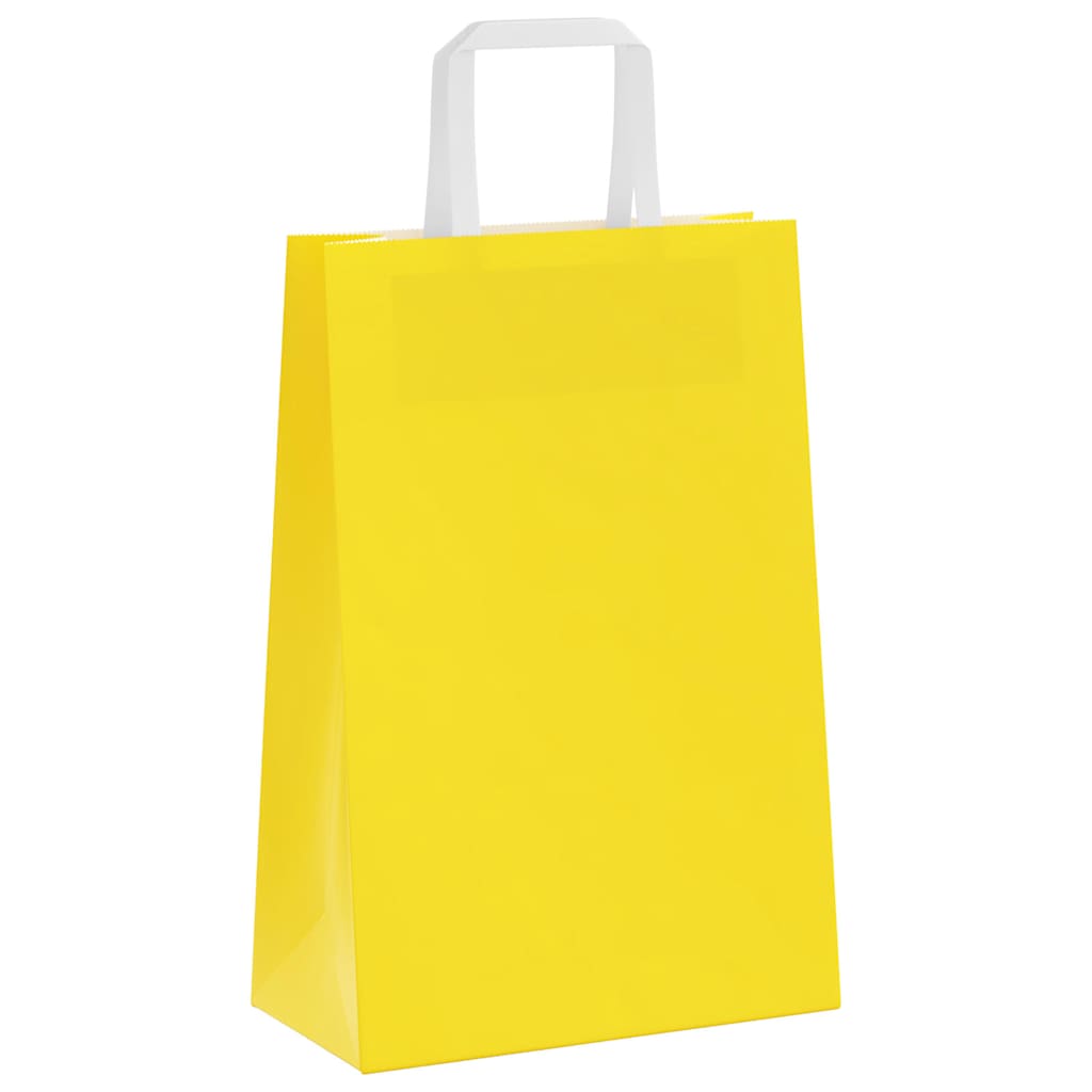 Sacchetti di Carta Kraft 250 pz con Manici Gialli 21x11x31 cm