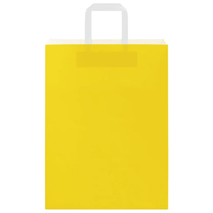 Sacchetti di Carta Kraft 250 pz con Manici Gialli 26x12x35 cm