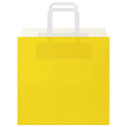 Sacchetti di Carta Kraft 250 pz con Manici Gialli 26x17x25 cm