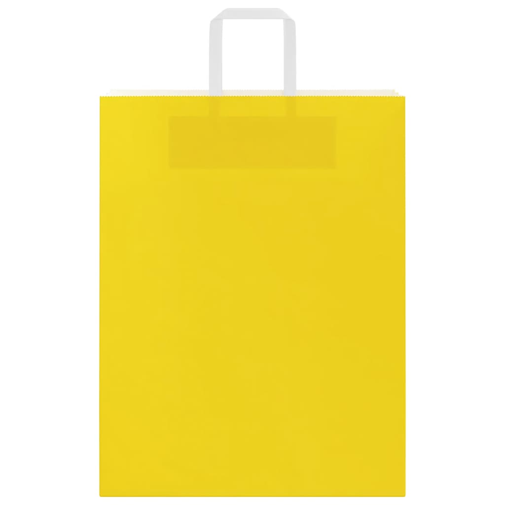 Sacchetti di Carta Kraft 250 pz con Manici Gialli 32x12x42 cm