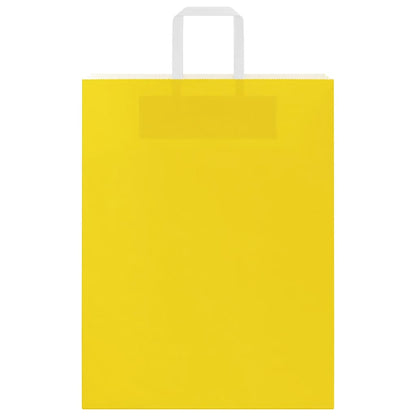 Sacchetti di Carta Kraft 250 pz con Manici Gialli 32x12x42 cm