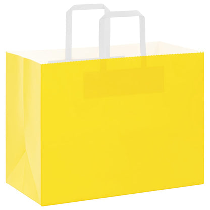 Sacchetti di Carta Kraft 250 pz con Manici Gialli 32x17x25 cm