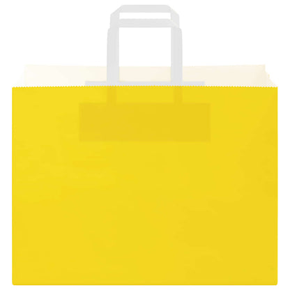 Sacchetti di Carta Kraft 250 pz con Manici Gialli 32x17x25 cm