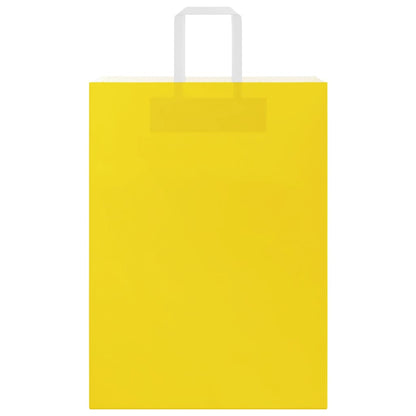 Sacchetti di Carta Kraft 250 pz con Manici Gialli 32x17x44 cm