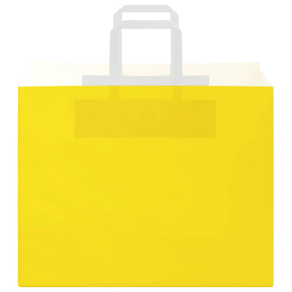Sacchetti di Carta Kraft 250 pz con Manici Gialli 32x22x24 cm