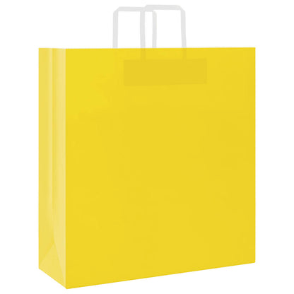 Sacchetti di Carta Kraft 250 pz con Manici Gialli 45x17x48 cm
