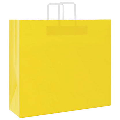 Sacchetti di Carta Kraft 250 pz con Manici Gialli 54x15x49 cm