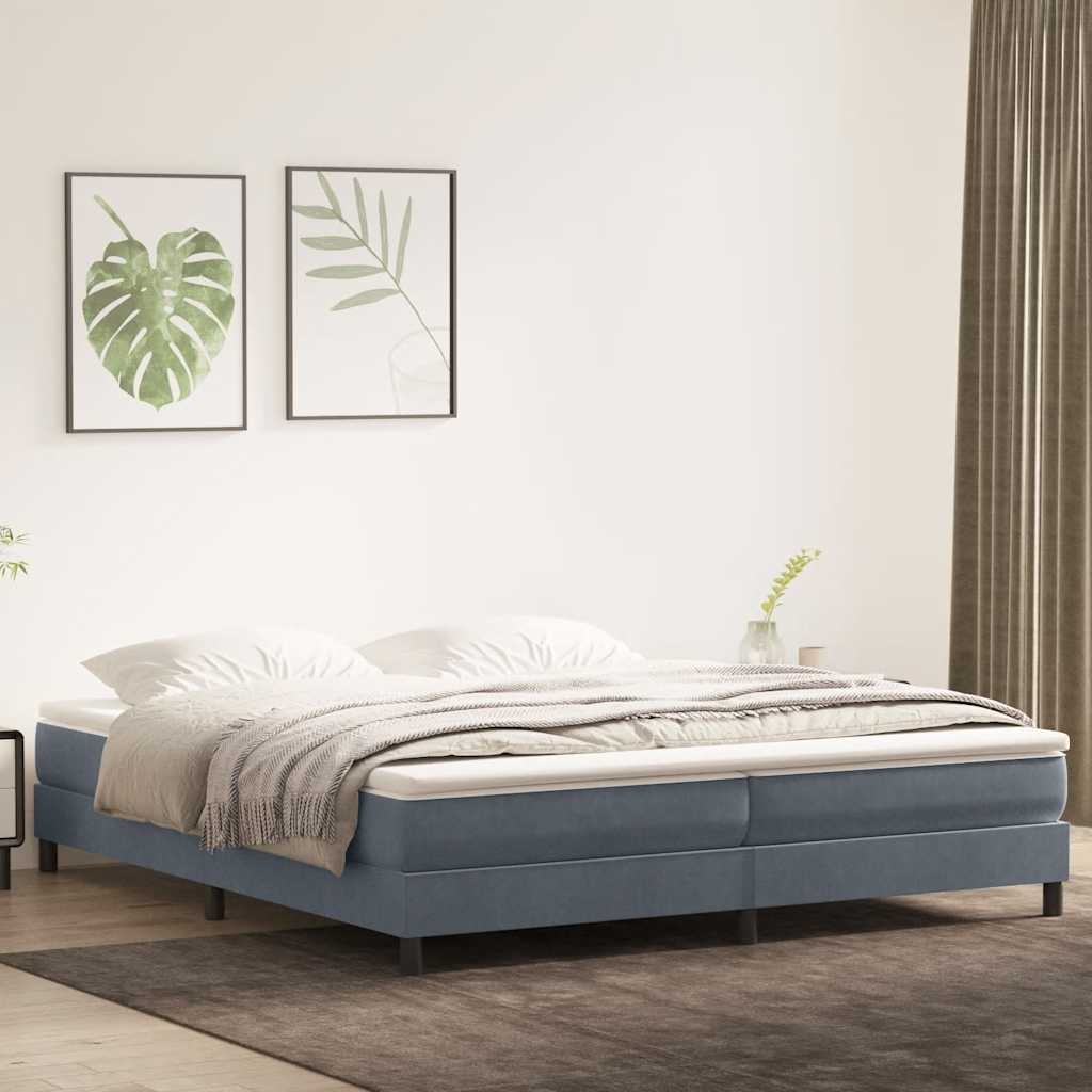 Letto a Molle senza Materasso Grigio Scuro 200x210 cm Velluto
