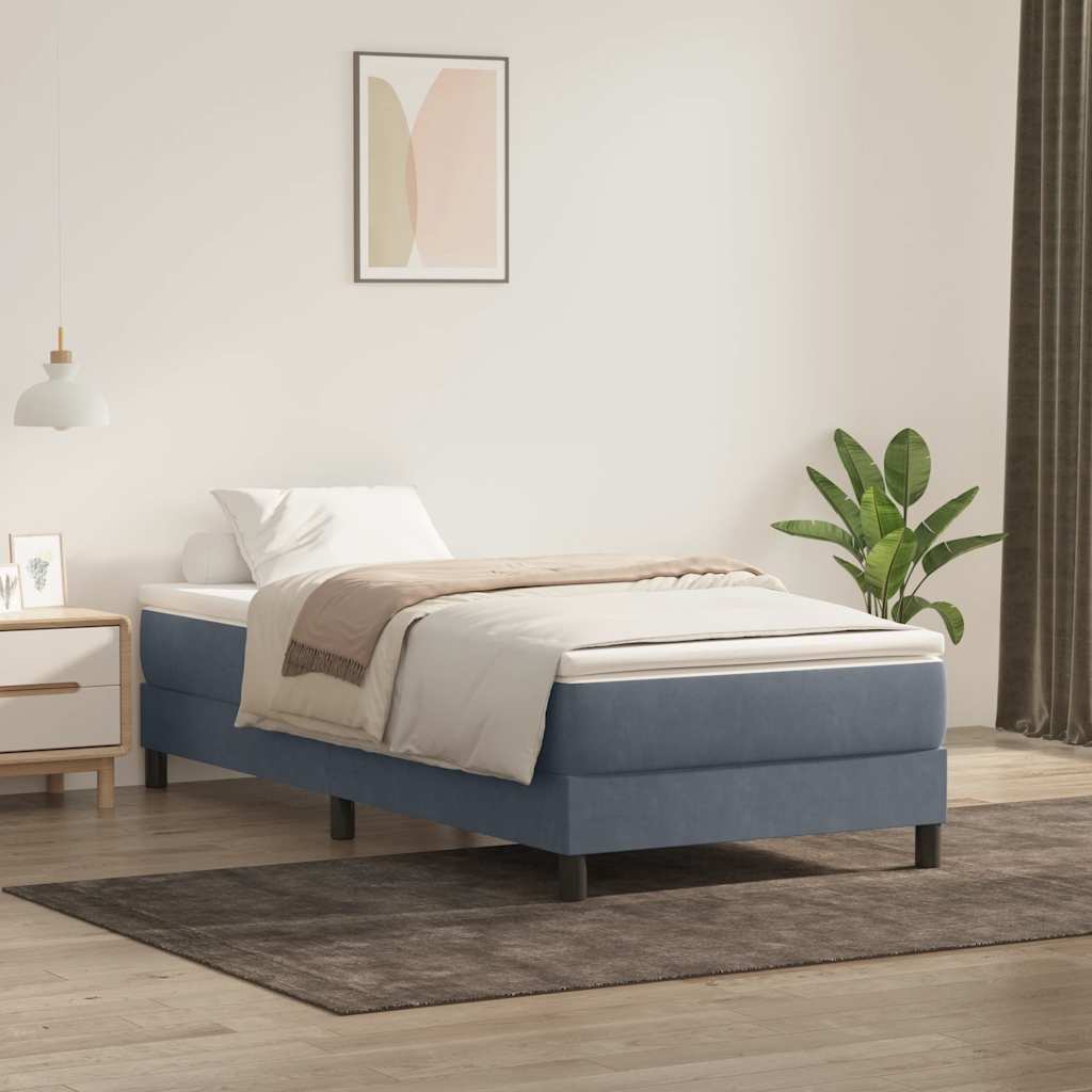 Letto a Molle senza Materasso Grigio Scuro 80x220 cm Velluto