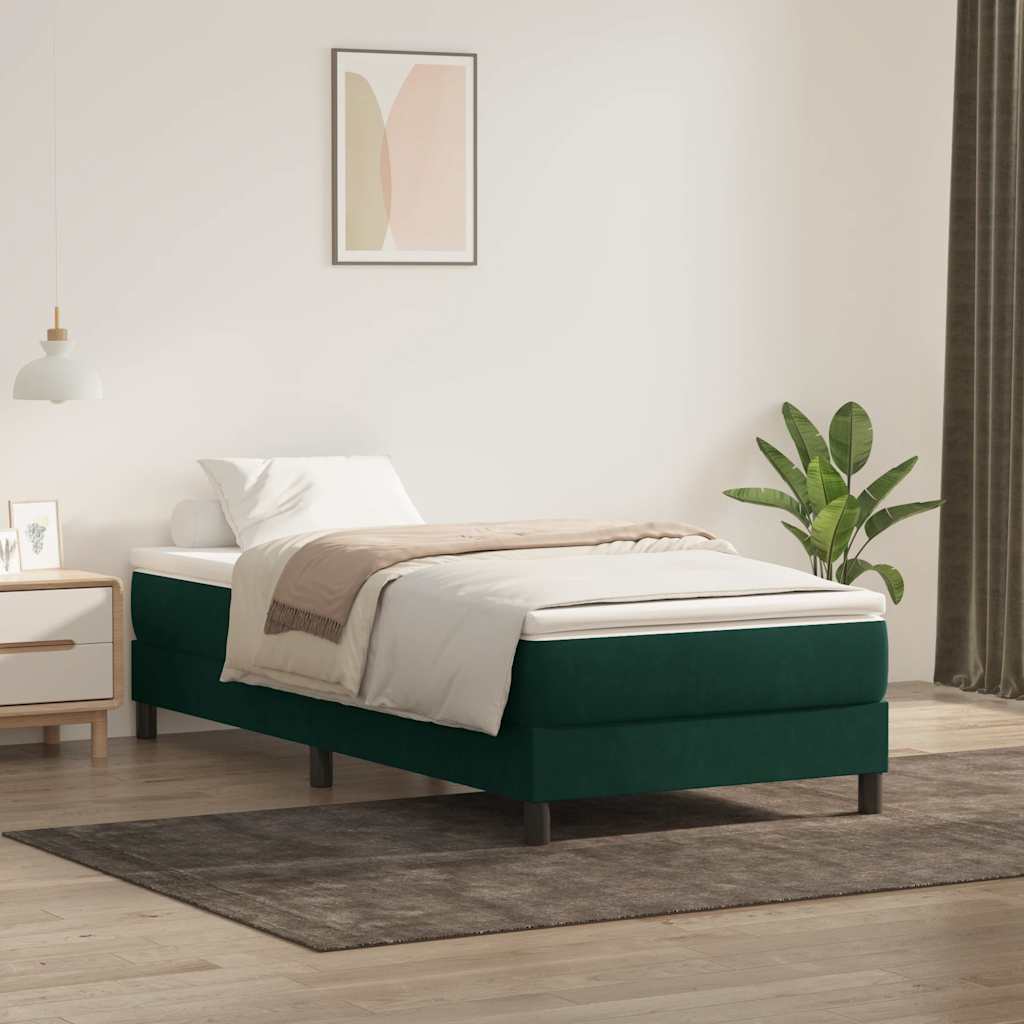 Letto a Molle senza Materasso Verde Scuro 80x220 cm Velluto