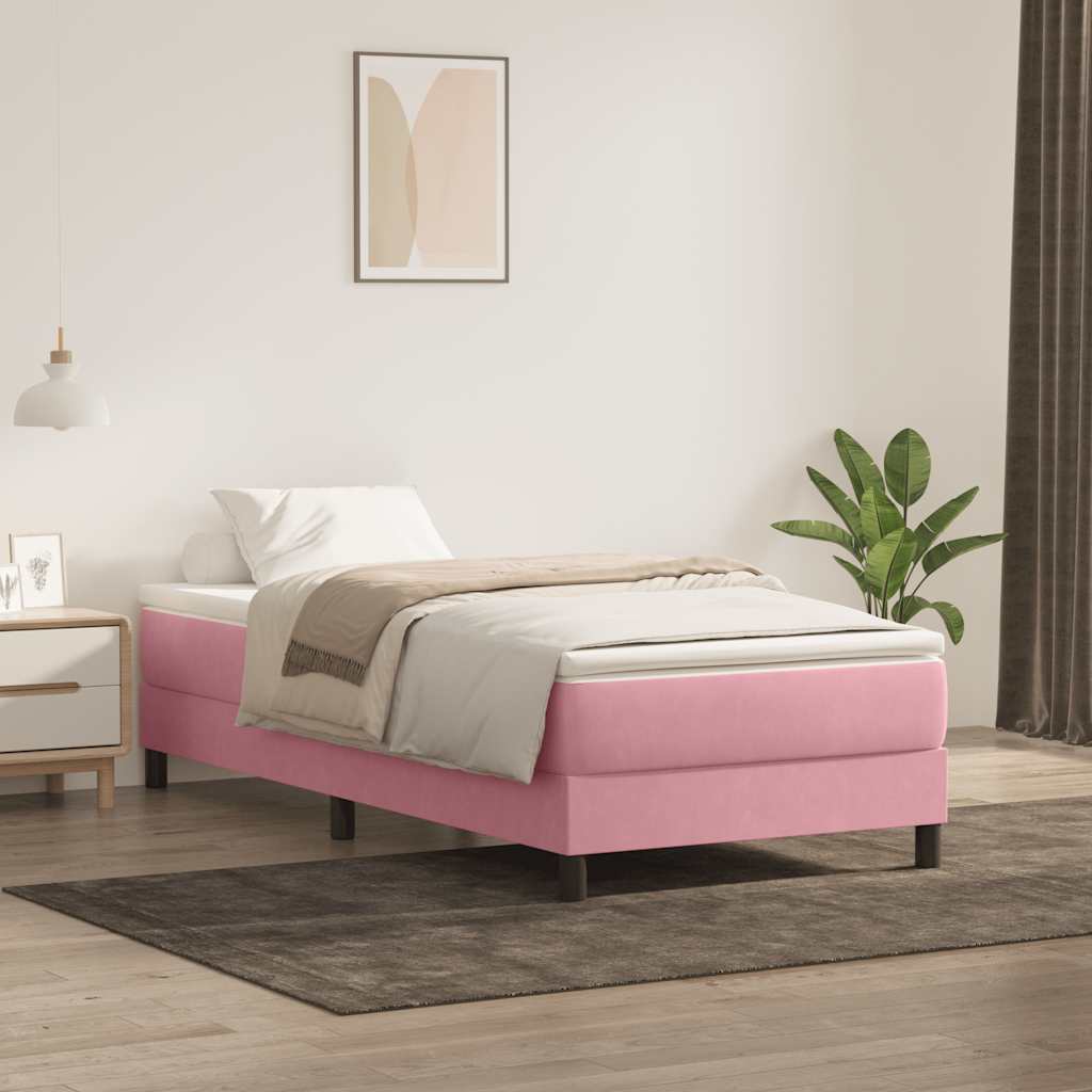 Letto a Molle senza Materasso Rosa 80x220 cm Velluto