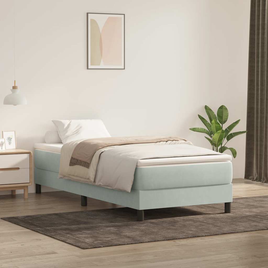 Letto a Molle senza Materasso Grigio Chiaro 90x220 cm Velluto