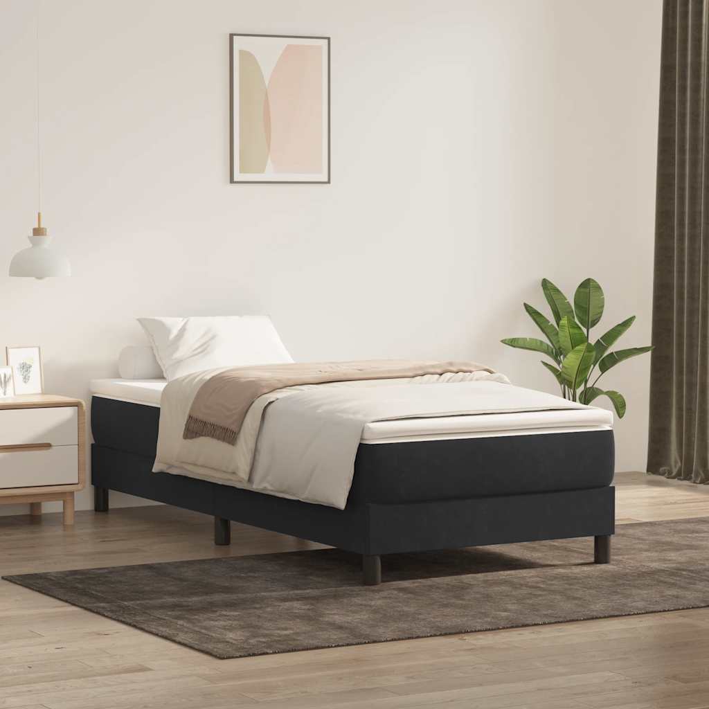 Letto a Molle senza Materasso Nero 90x220 cm in Velluto