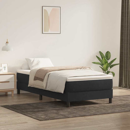 Letto a Molle senza Materasso Nero 90x220 cm in Velluto