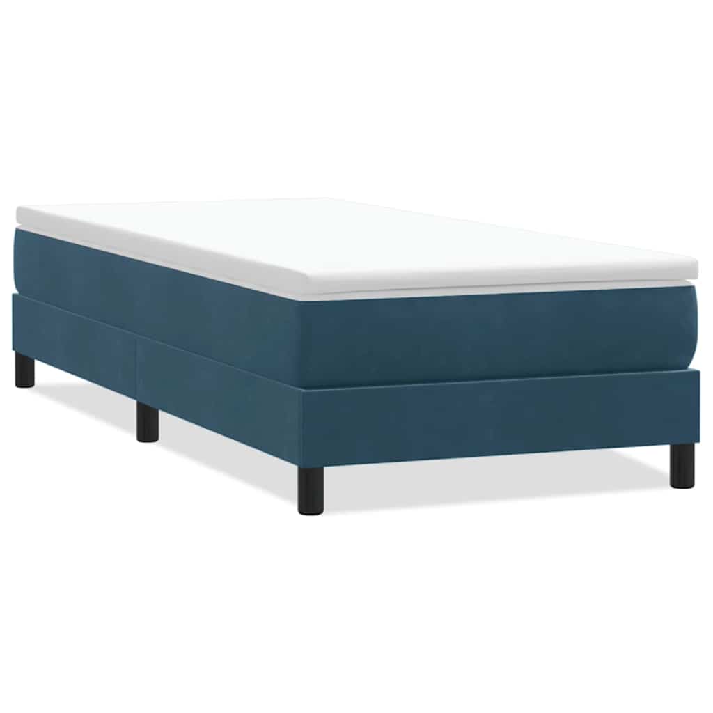 Letto a Molle senza Materasso Blu Scuro 90x220 cm Velluto