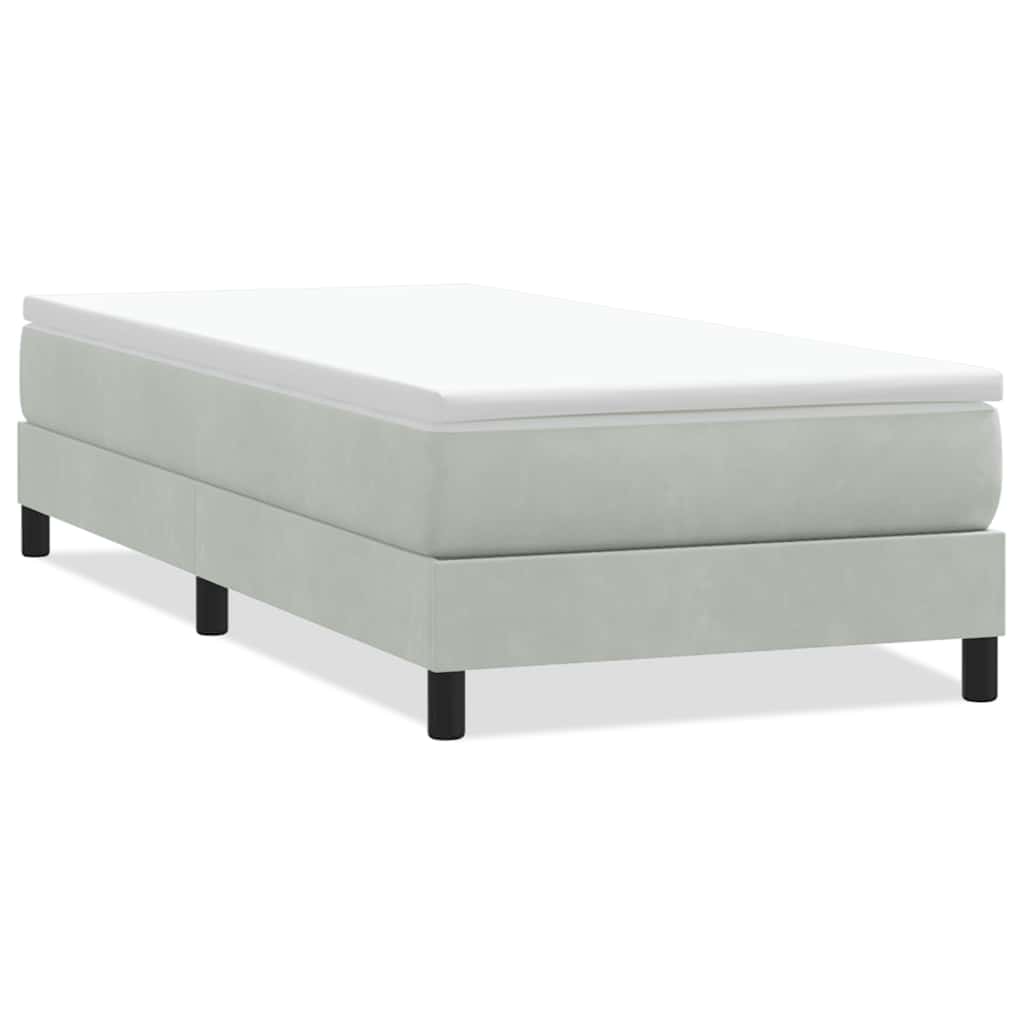 Letto a Molle senza Materasso Grigio Chiaro 100x220cm Velluto