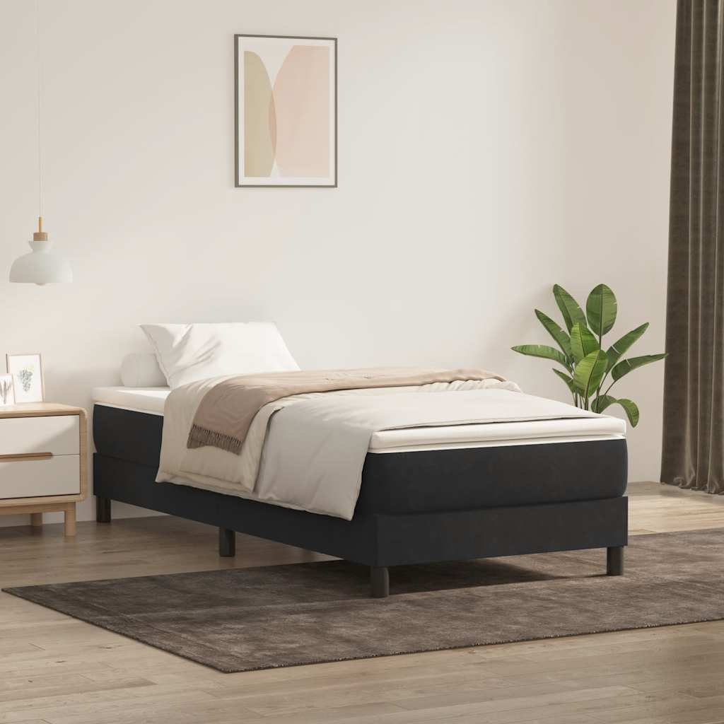 Letto a Molle senza Materasso Nero 100x220 cm in Velluto