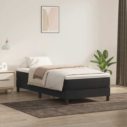 Letto a Molle senza Materasso Nero 100x220 cm in Velluto