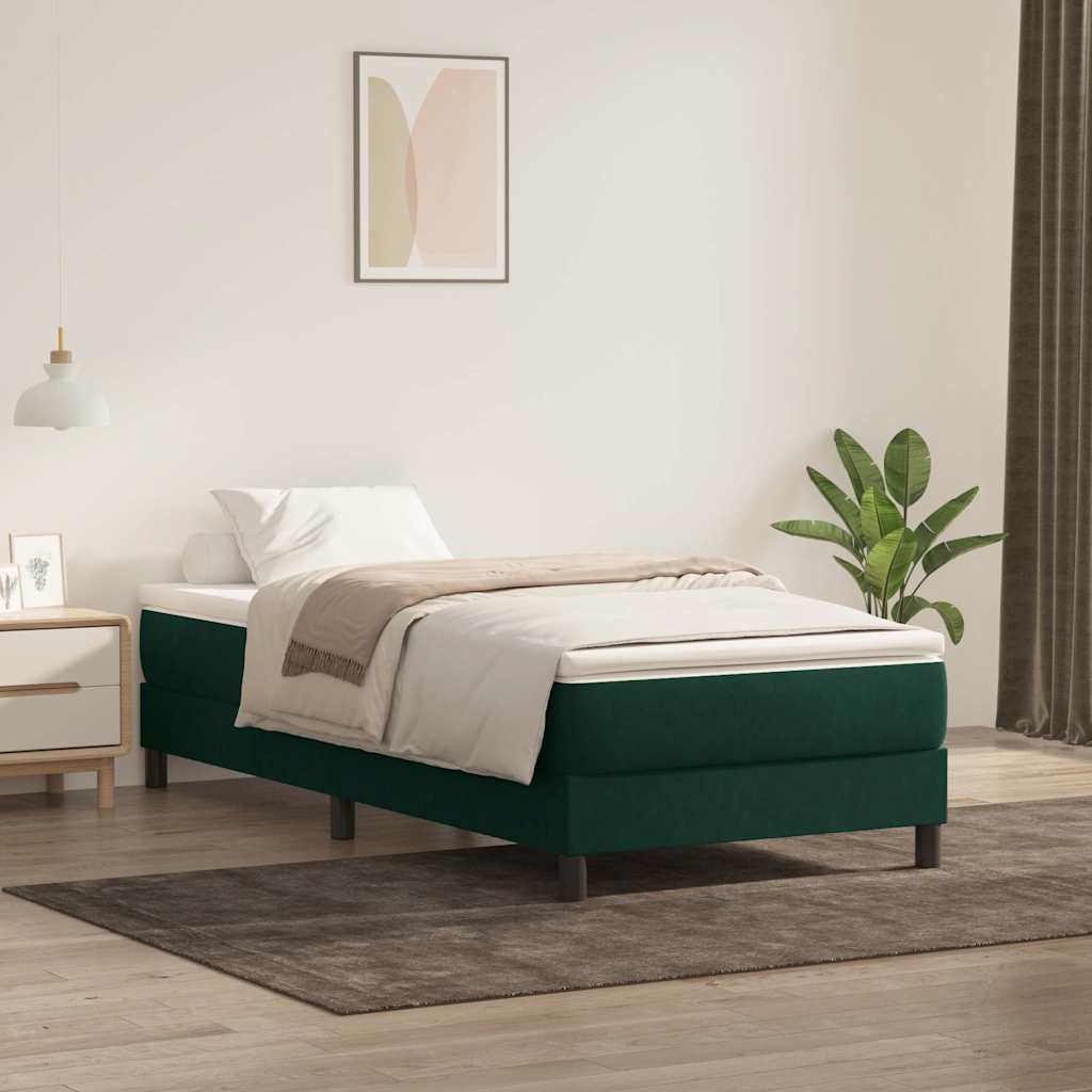 Letto a Molle senza Materasso Verde Scuro 100x220 cm Velluto