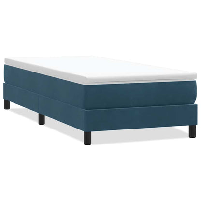 Letto a Molle senza Materasso Blu Scuro 100x220 cm in Velluto