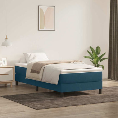 Letto a Molle senza Materasso Blu Scuro 100x220 cm in Velluto