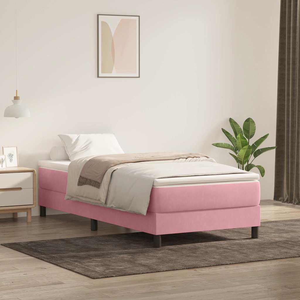 Letto a Molle senza Materasso Rosa 100x220 cm in Velluto