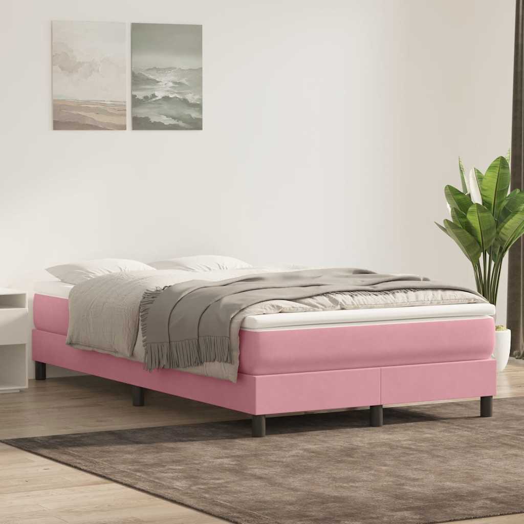 Letto a Molle senza Materasso Rosa 120x220 cm in Velluto