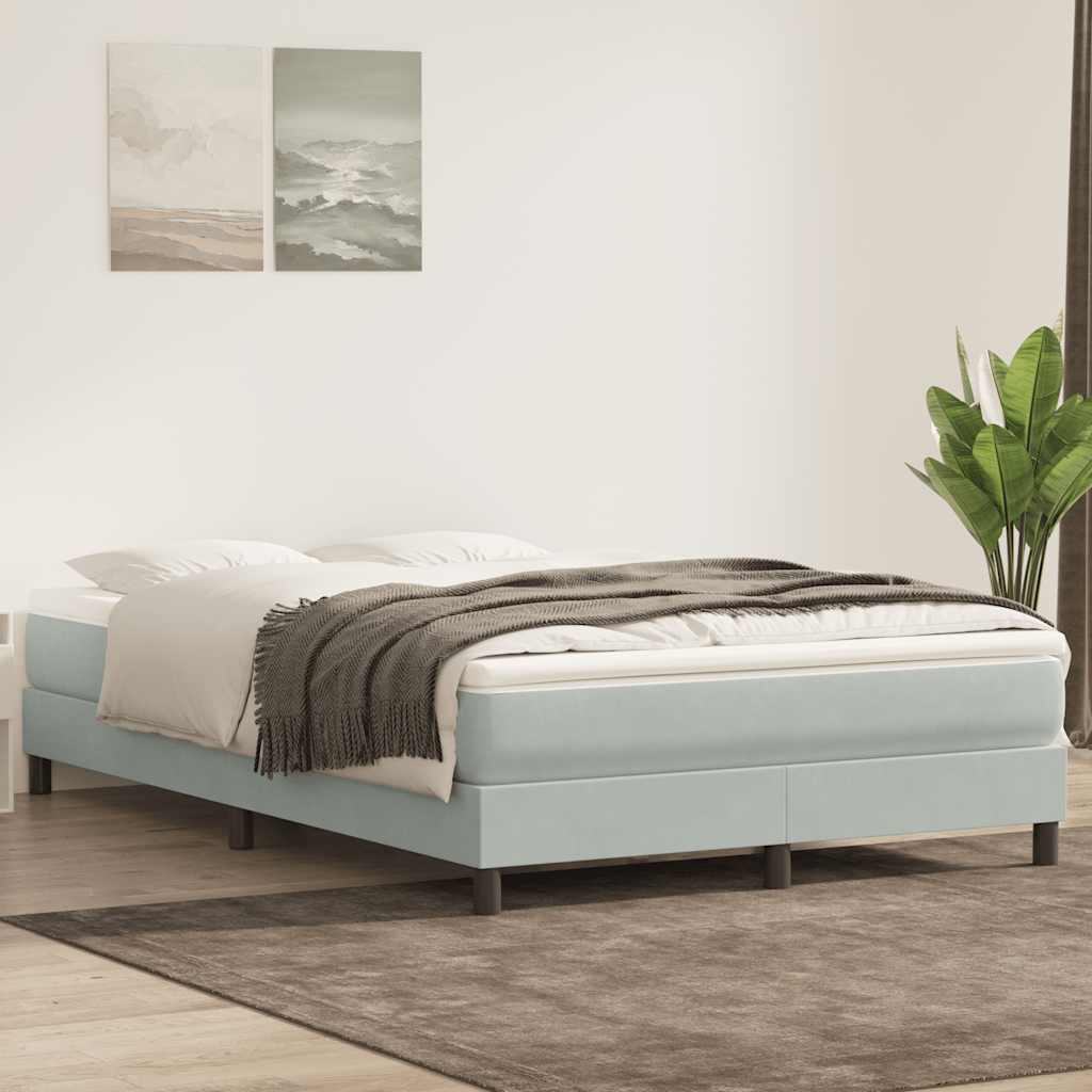 Letto a Molle senza Materasso Grigio Chiaro 140x220cm Velluto