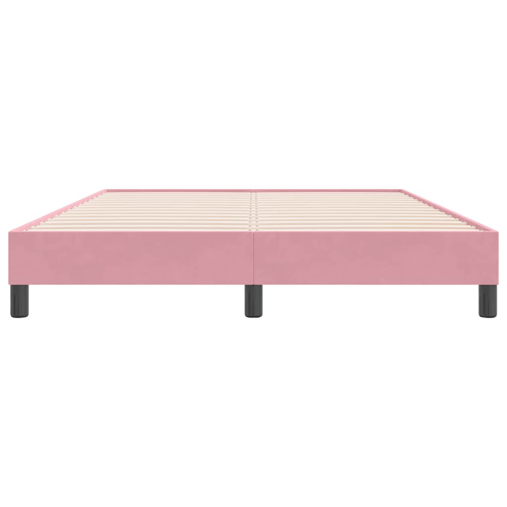 Letto a Molle senza Materasso Rosa 140x220 cm in Velluto