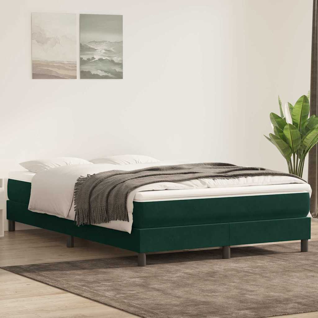 Letto a Molle senza Materasso Verde Scuro 160x220 cm Velluto