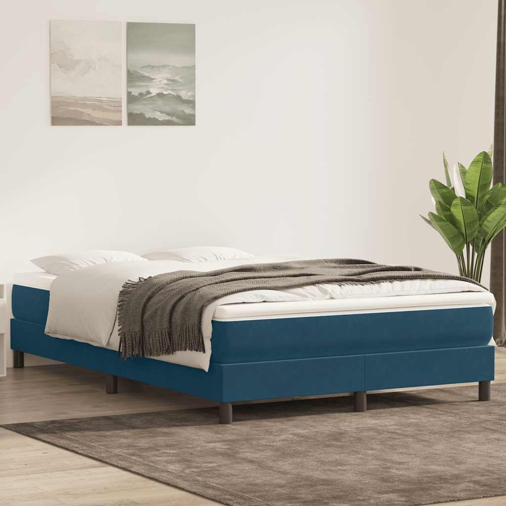 Letto a Molle senza Materasso Blu Scuro 160x220 cm in Velluto