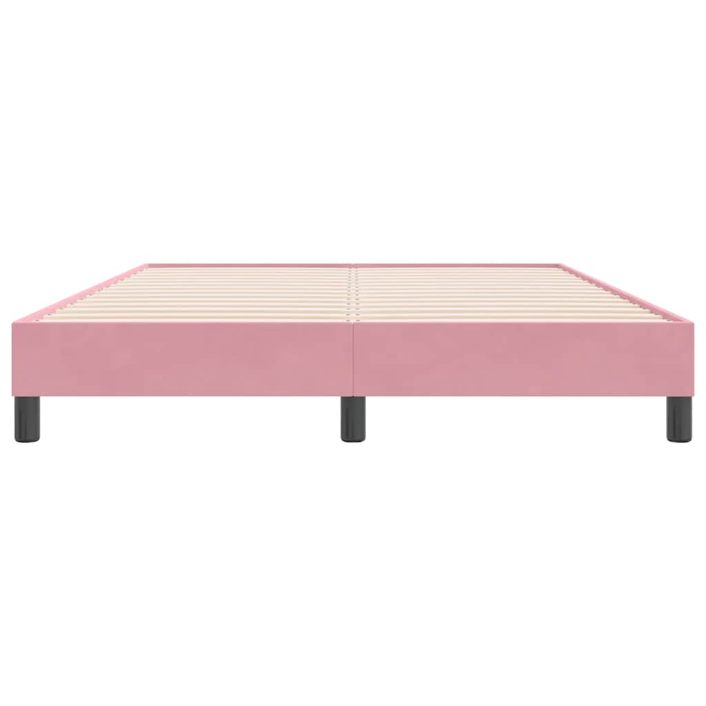 Letto a Molle senza Materasso Rosa 160x220 cm in Velluto