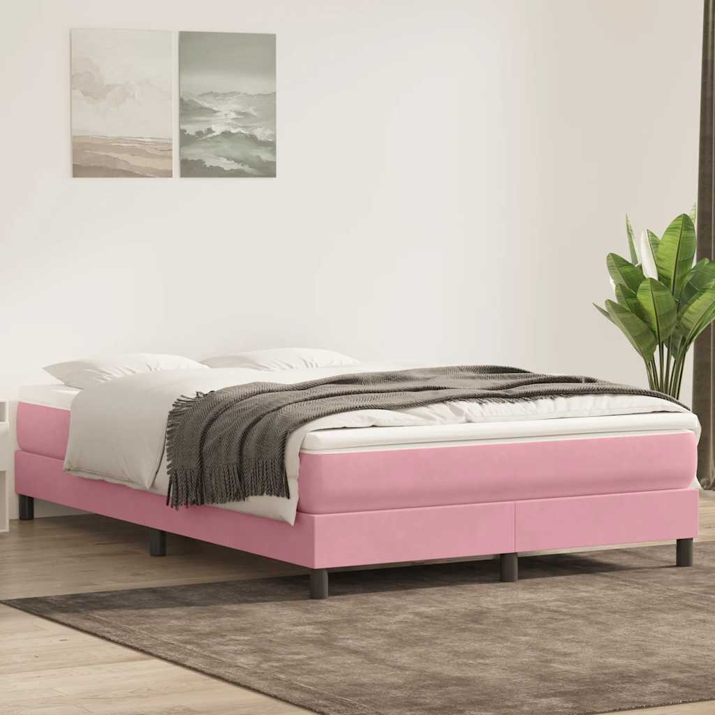 Letto a Molle senza Materasso Rosa 160x220 cm in Velluto