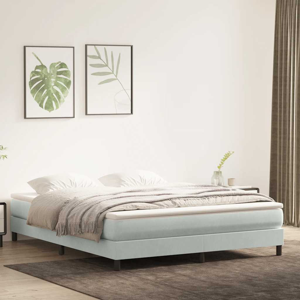 Letto a Molle senza Materasso Grigio Chiaro 180x220cm Velluto