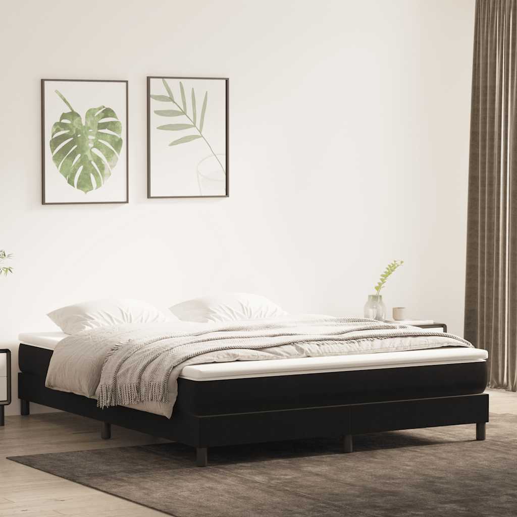 Letto a Molle senza Materasso Nero 180x220 cm in Velluto