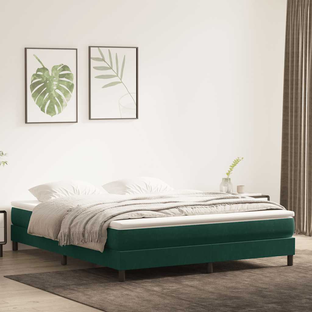 Letto a Molle senza Materasso Verde Scuro 180x220 cm Velluto