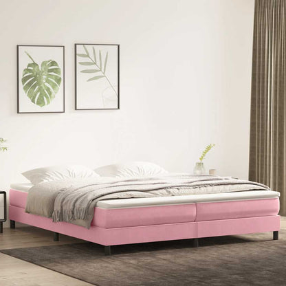 Letto a Molle senza Materasso Rosa 200x220 cm in Velluto