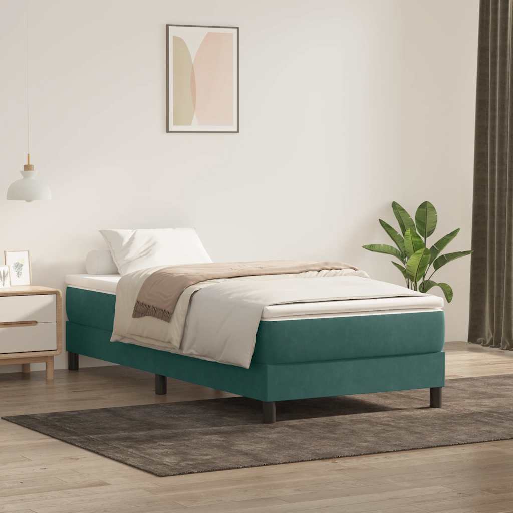 Giroletto a Molle con Materasso Verde Scuro 80x210 cm Velluto