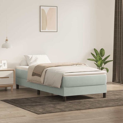 Giroletto a Molle con Materasso grigio chiaro 90x210 cm Velluto