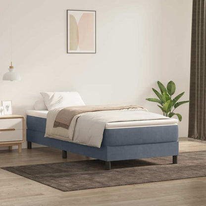 Giroletto a Molle con Materasso Grigio Scuro 90x210 cm Velluto