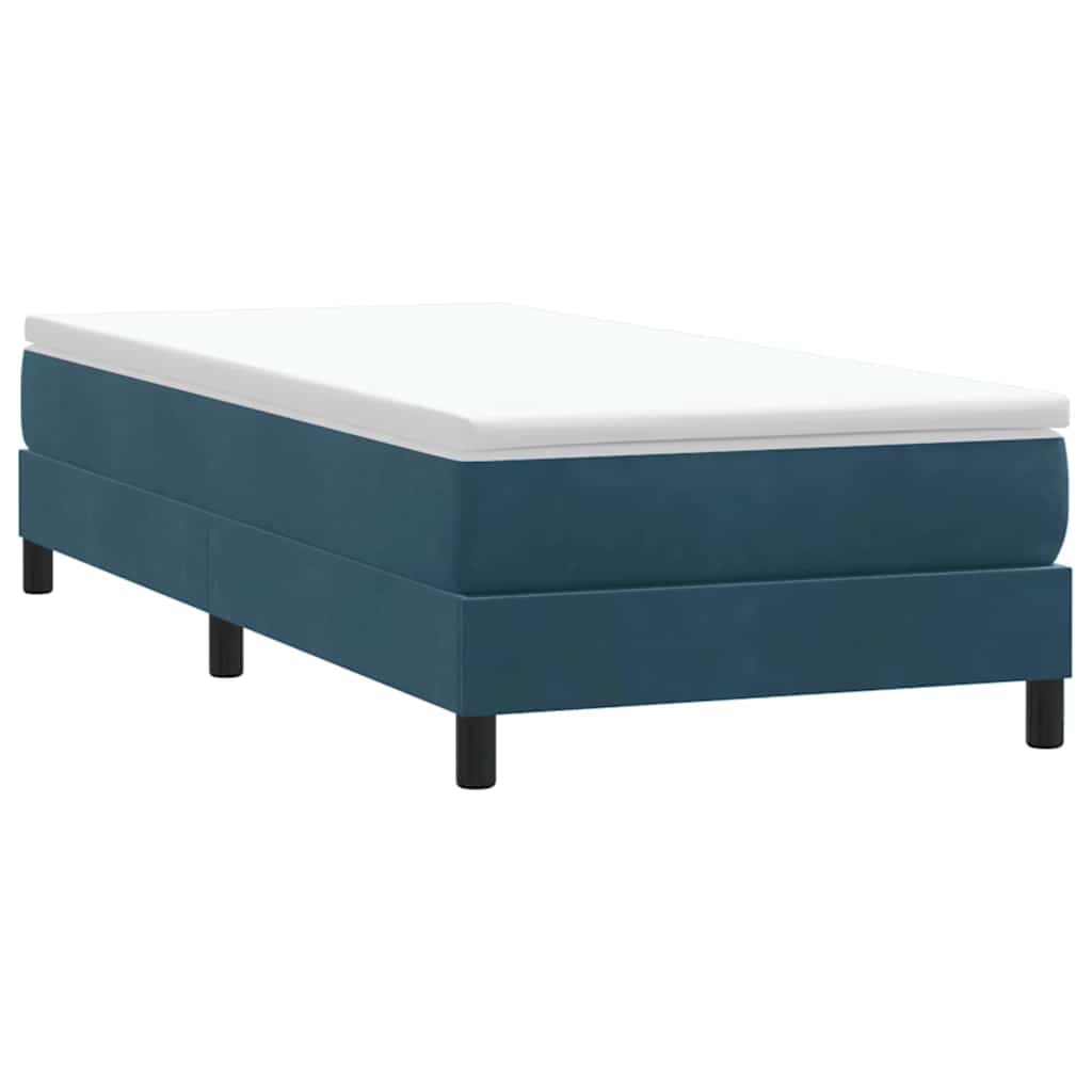 Giroletto a Molle con Materasso Blu Scuro 100x210 cm in Velluto
